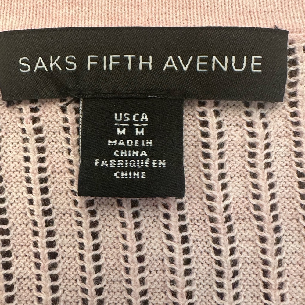 Saks Fifth Avenue Blush Pink Ribbed Knit Sleeveless Top Elegant - Picture 5 of 8